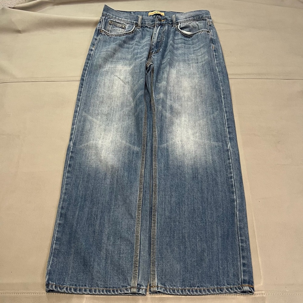 Reputation Men Jean-34x29-Blue Dark Wash Relaxed Baggy Y2k Wide Leg Skate-4452‎